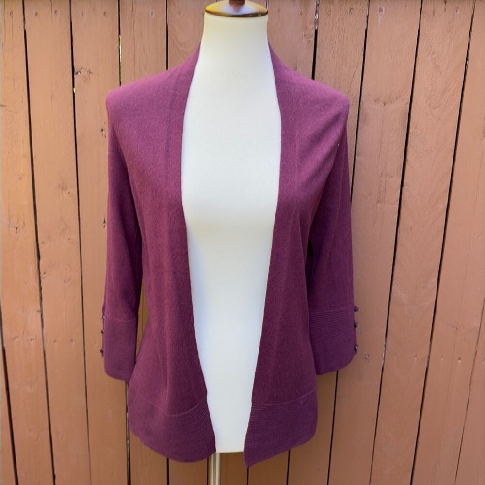 evolution by cyrus | NWOT Size XS Maroon Plum Open 3/4 Sleeve Sweater Cardigan